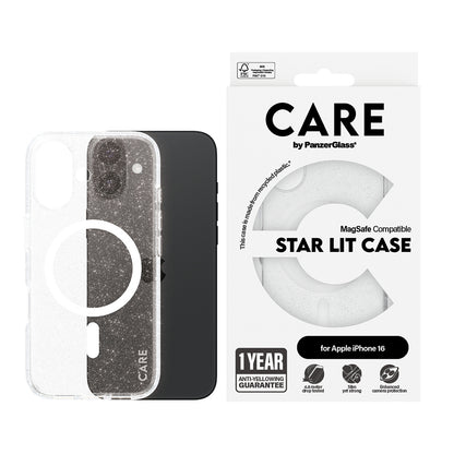 MagSafe hoesje voor Apple iPhone 16, PanzerGlass, Care Urban Combat Star Lit, Transparant Wit