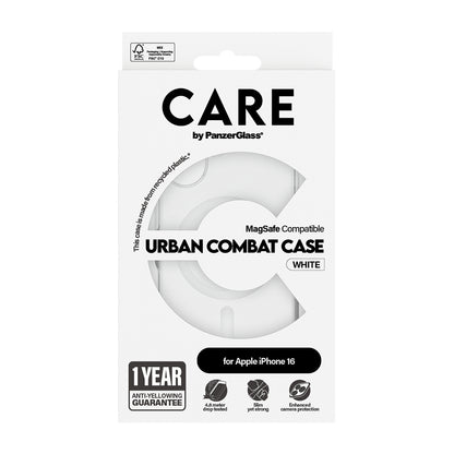 MagSafe hoes voor Apple iPhone 16, PanzerGlass, Care Urban Combat, Transparant Wit