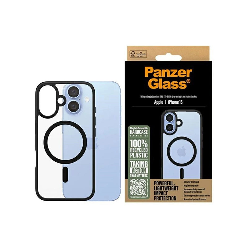 MagSafe hoes voor Apple iPhone 16, PanzerGlass, Frame, Zwart Transparant