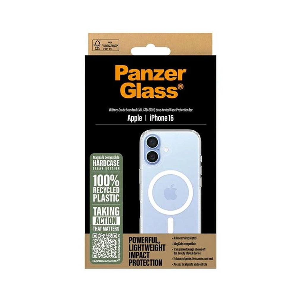 MagSafe hoes voor Apple iPhone 16, PanzerGlass, HardCase, Wit Transparant