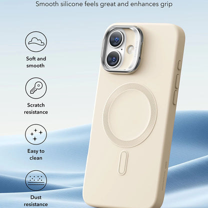 MagSafe hoesje voor Apple iPhone 16 Plus, ESR, Cloud Soft Kickstand, Crème
