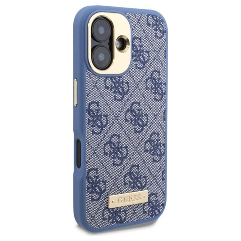 MagSafe hoesje voor Apple iPhone 16 Plus, Guess, 4G Logo Plate, Blauw
