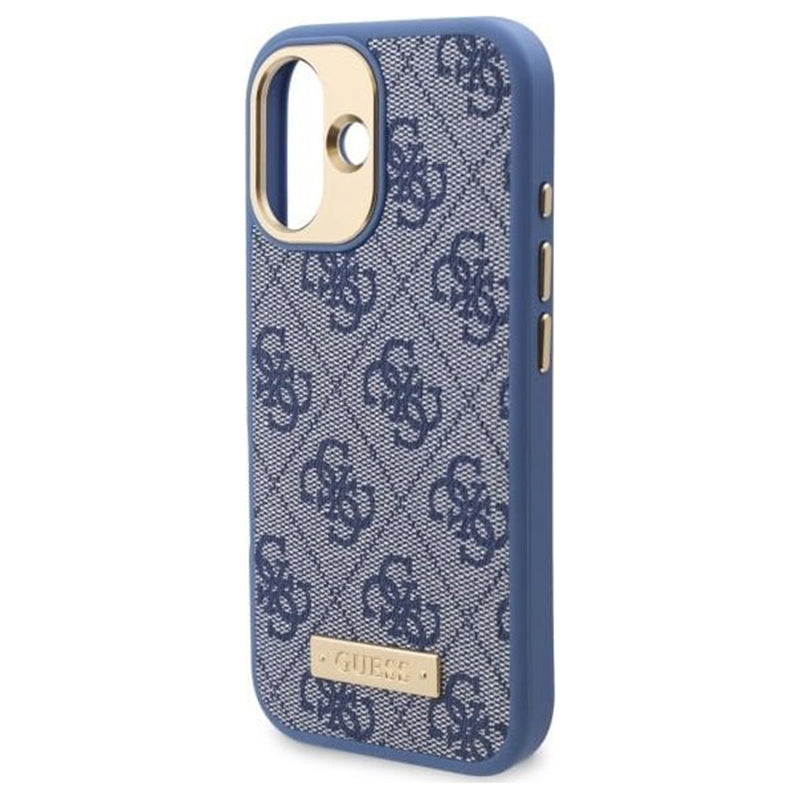 MagSafe hoesje voor Apple iPhone 16 Plus, Guess, 4G Logo Plate, Blauw