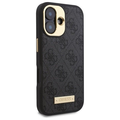 MagSafe hoesje voor Apple iPhone 16 Plus, Guess, 4G Logo Plate, Zwart