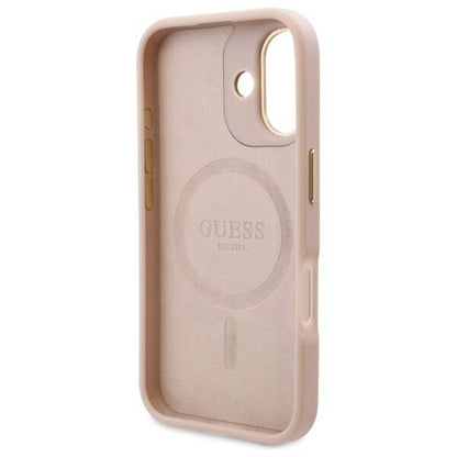 MagSafe hoesje voor Apple iPhone 16 Plus, Guess, 4G Logo Plate, Roze