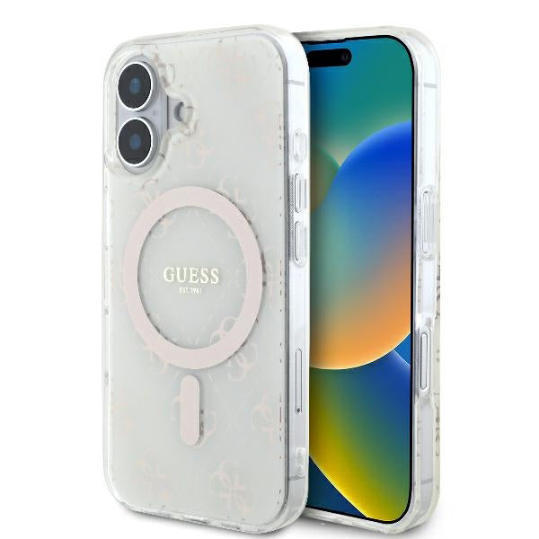 MagSafe hoesje voor Apple iPhone 16 Plus, Guess, IML 4G Achtergrond, Wit