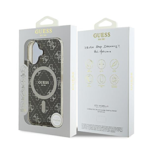 MagSafe hoesje voor Apple iPhone 16 Plus, Guess, IML 4G Achtergrond, Bruin