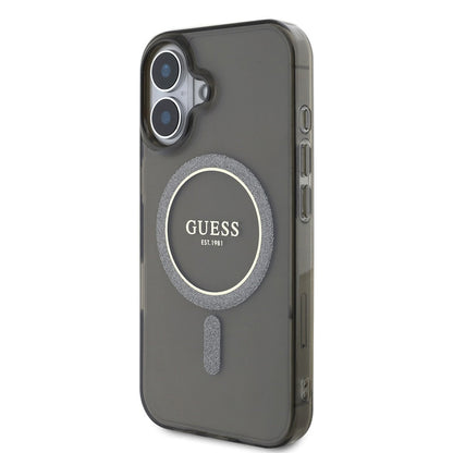 MagSafe hoesje voor Apple iPhone 16 Plus, Guess, IML Glitter Circle, Zwart