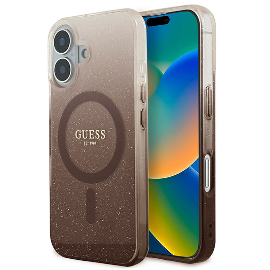 MagSafe hoesje voor Apple iPhone 16 Plus, Guess, IML Glitter Gradient, Bruin