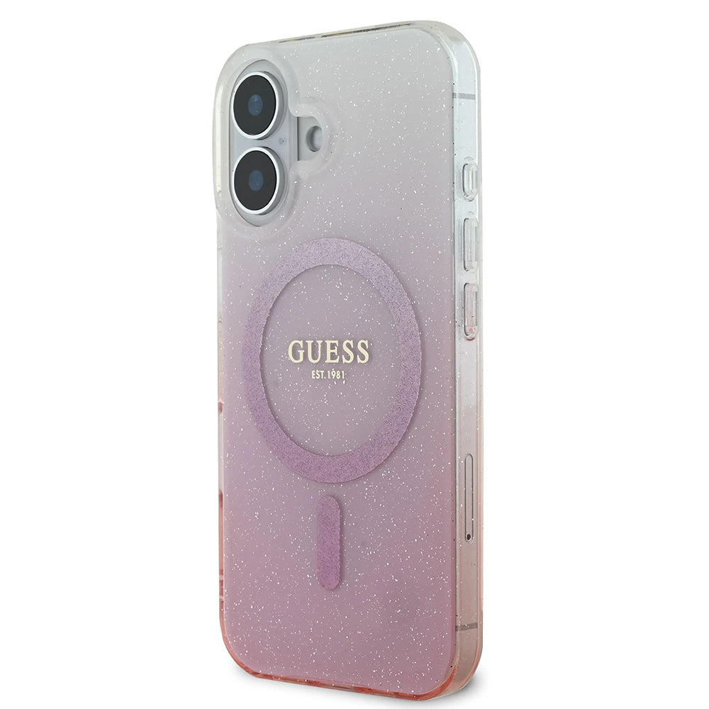 MagSafe hoesje voor Apple iPhone 16 Plus, Guess, IML Glitter Gradient, Roze