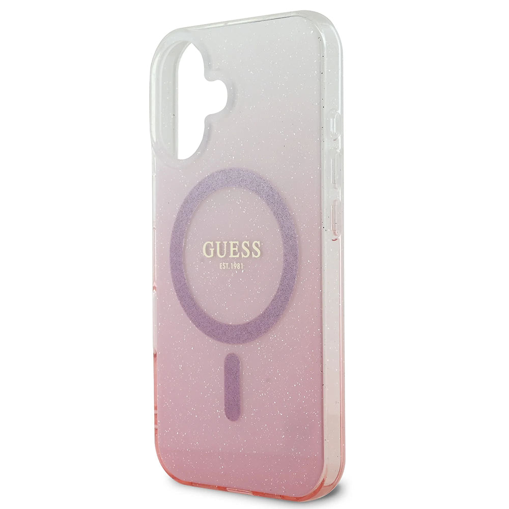 MagSafe hoesje voor Apple iPhone 16 Plus, Guess, IML Glitter Gradient, Roze