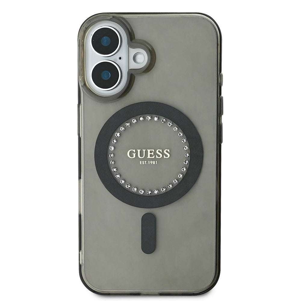 MagSafe hoesje voor Apple iPhone 16 Plus, Guess, IML Rhinestone, Zwart