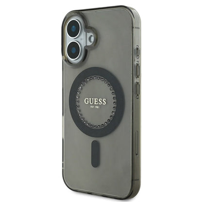 MagSafe hoesje voor Apple iPhone 16 Plus, Guess, IML Rhinestone, Zwart