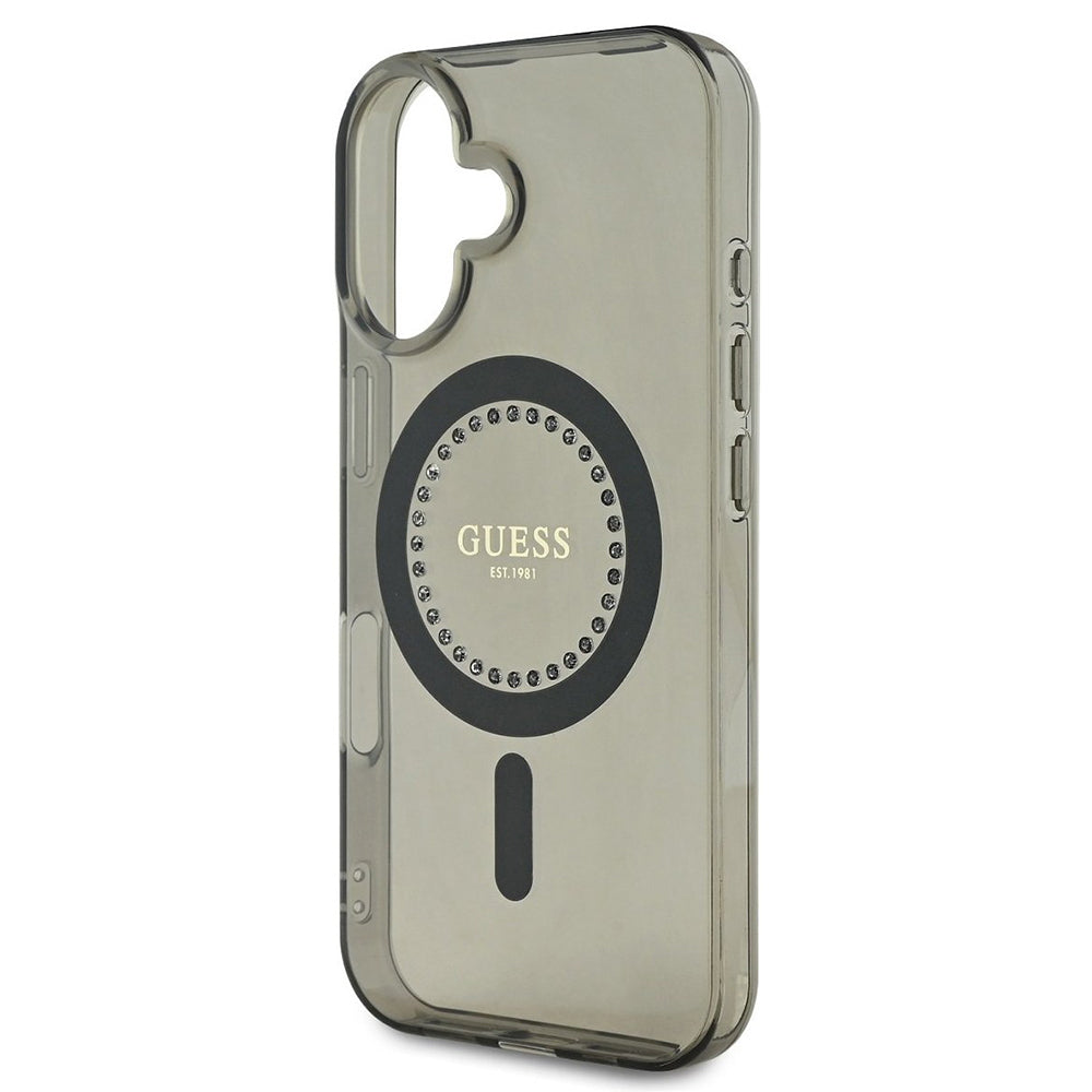 MagSafe hoesje voor Apple iPhone 16 Plus, Guess, IML Rhinestone, Zwart