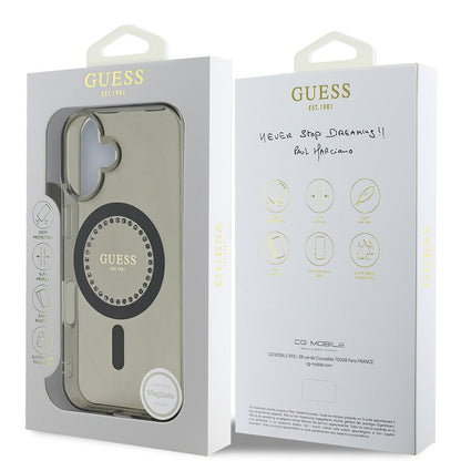 MagSafe hoesje voor Apple iPhone 16 Plus, Guess, IML Rhinestone, Zwart