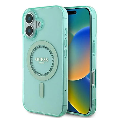 MagSafe hoesje voor Apple iPhone 16 Plus, Guess, IML Rhinestone, Groen