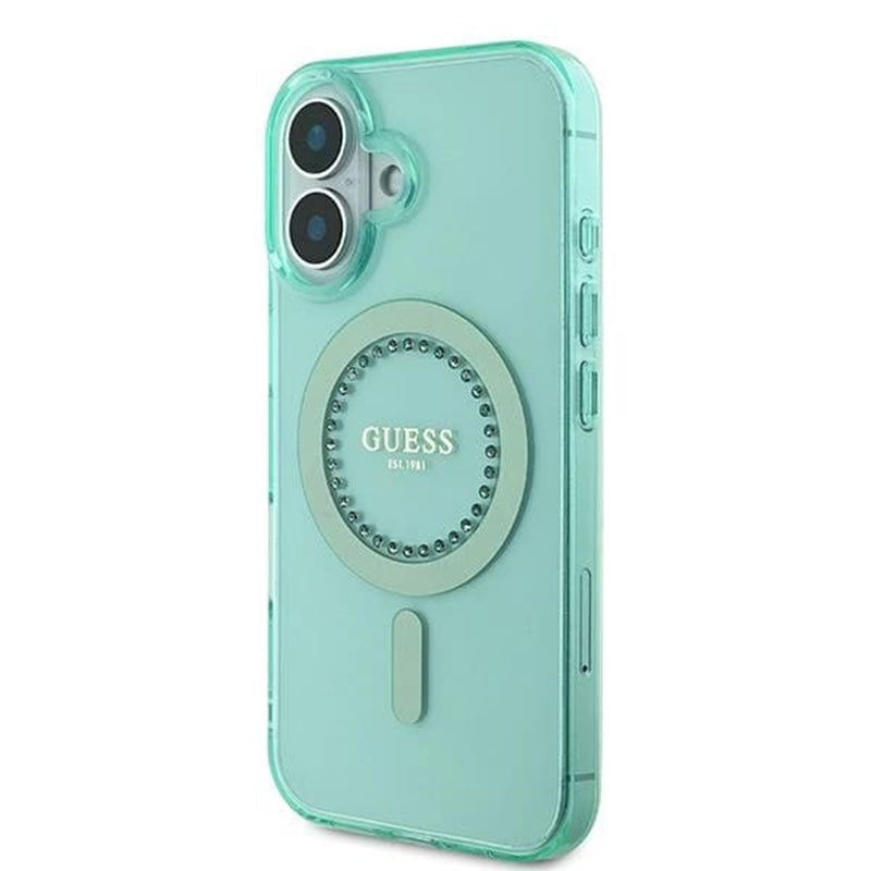 MagSafe hoesje voor Apple iPhone 16 Plus, Guess, IML Rhinestone, Groen