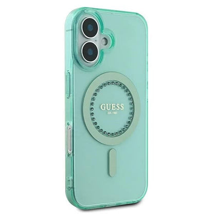 MagSafe hoesje voor Apple iPhone 16 Plus, Guess, IML Rhinestone, Groen