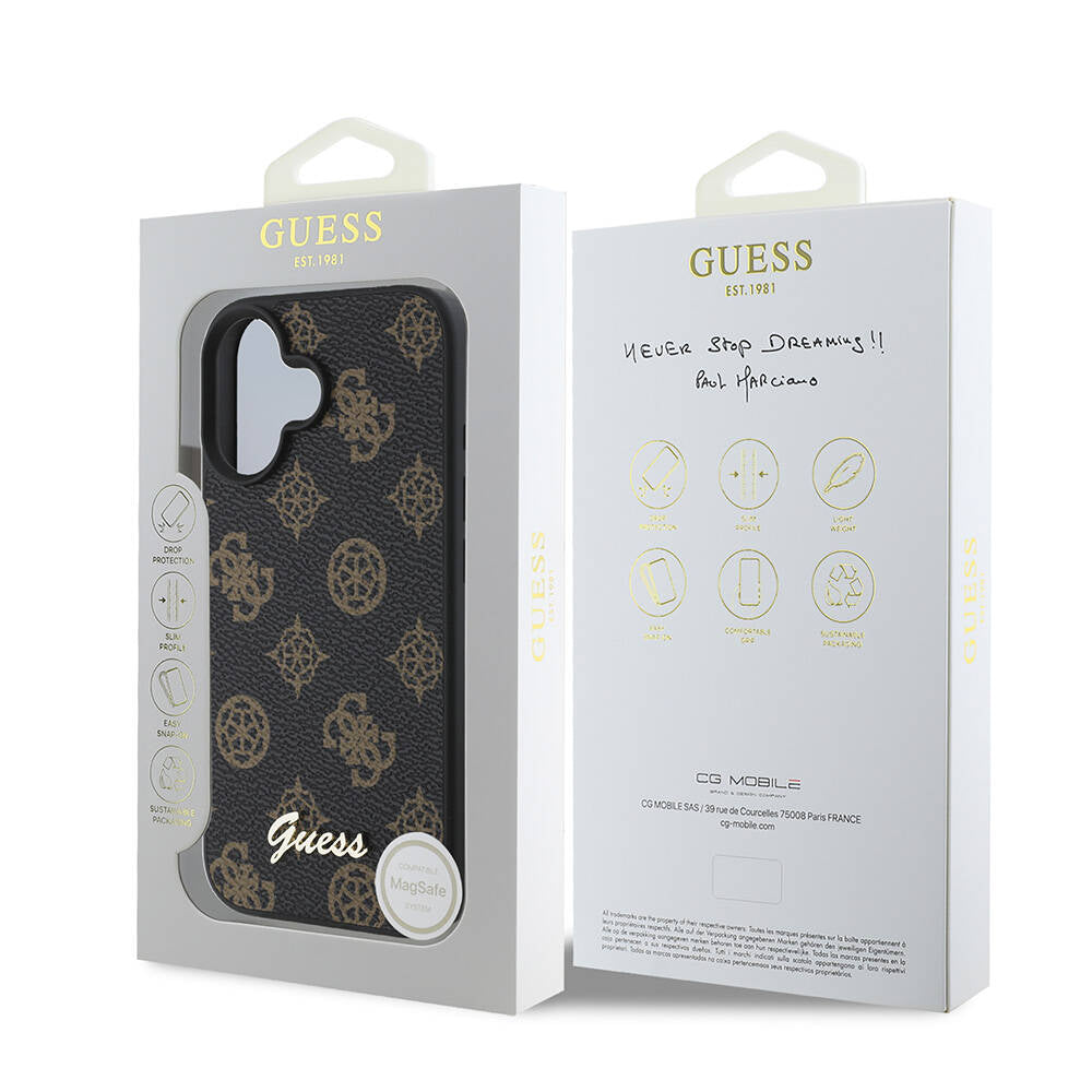 MagSafe hoes voor Apple iPhone 16 Plus, Guess, Peony Script, Zwart