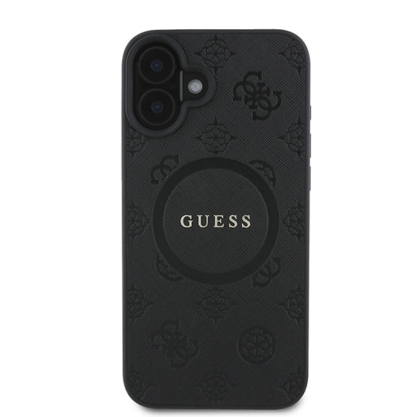 MagSafe hoesje voor Apple iPhone 16 Plus, Guess, Saffiano Peony Classic Logo, Roze