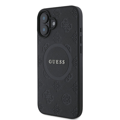 MagSafe hoesje voor Apple iPhone 16 Plus, Guess, Saffiano Peony Classic Logo, Roze