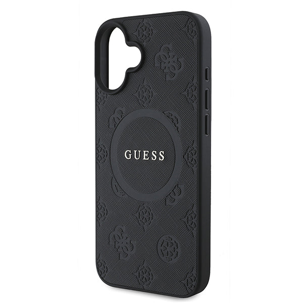 MagSafe hoesje voor Apple iPhone 16 Plus, Guess, Saffiano Peony Classic Logo, Roze