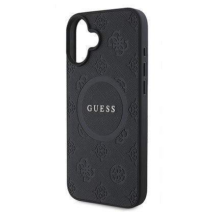 MagSafe hoesje voor Apple iPhone 16 Plus, Guess, Saffiano Peony Classic Logo, Roze