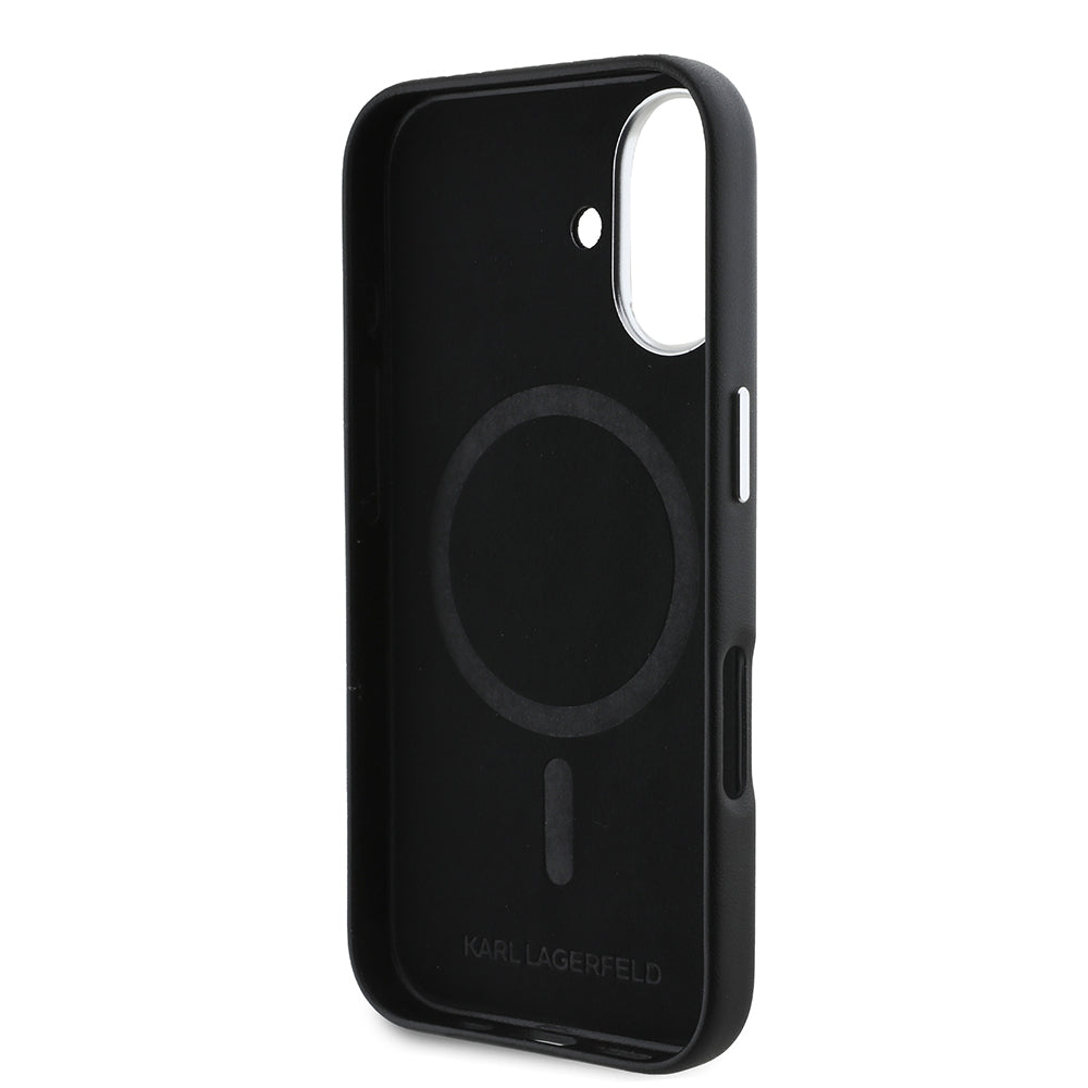 MagSafe hoes voor Apple iPhone 16 Plus, Karl Lagerfeld, FW Metal Plate, Zwart