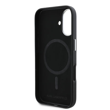 MagSafe hoes voor Apple iPhone 16 Plus, Karl Lagerfeld, FW Metal Plate, Zwart