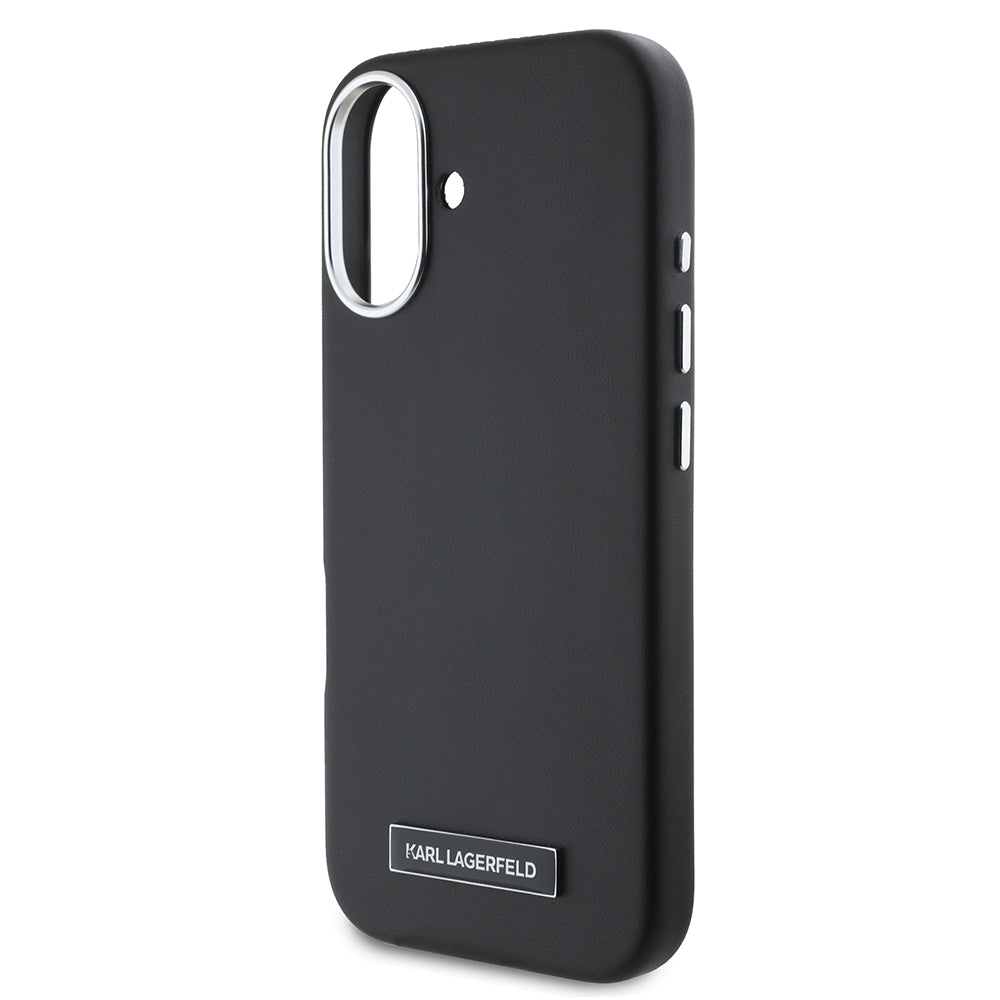 MagSafe hoes voor Apple iPhone 16 Plus, Karl Lagerfeld, FW Metal Plate, Zwart