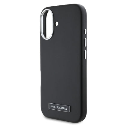 MagSafe hoes voor Apple iPhone 16 Plus, Karl Lagerfeld, FW Metal Plate, Zwart