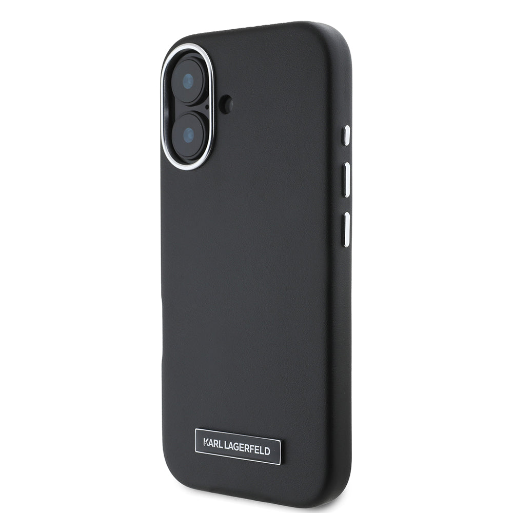 MagSafe hoes voor Apple iPhone 16 Plus, Karl Lagerfeld, FW Metal Plate, Zwart