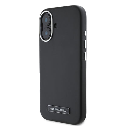 MagSafe hoes voor Apple iPhone 16 Plus, Karl Lagerfeld, FW Metal Plate, Zwart