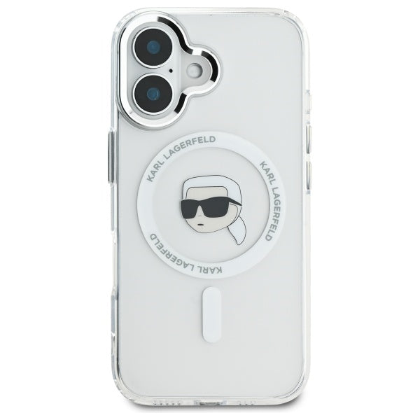 MagSafe hoesje voor Apple iPhone 16 Plus, Karl Lagerfeld, IML Karl's Head, Wit