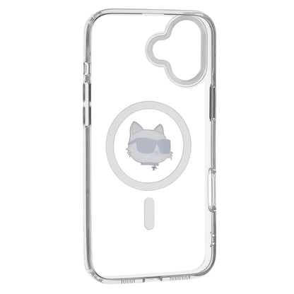 MagSafe hoesje voor Apple iPhone 16 Plus, Karl Lagerfeld, IML Metal Choupette's Head, Wit