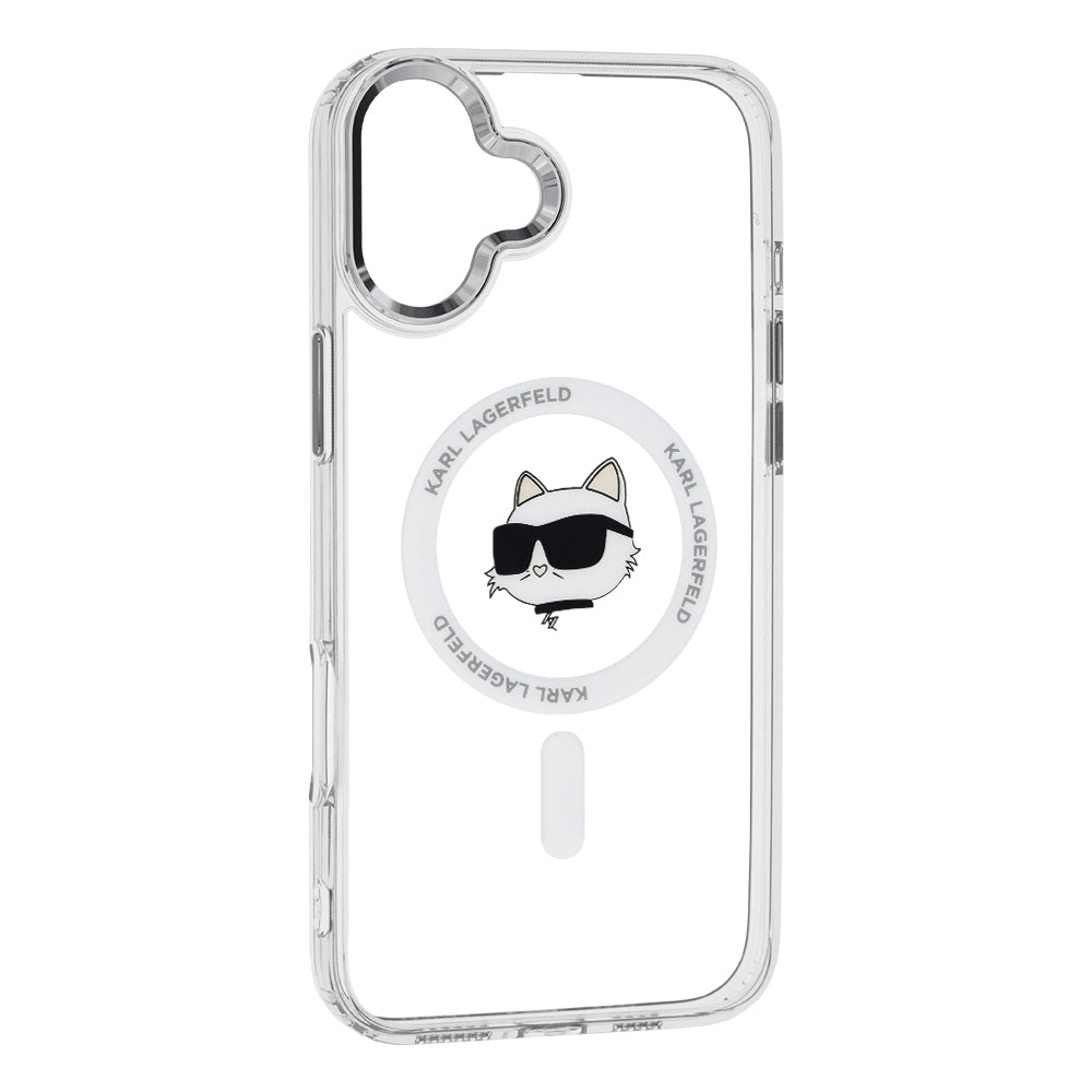 MagSafe hoesje voor Apple iPhone 16 Plus, Karl Lagerfeld, IML Metal Choupette's Head, Wit