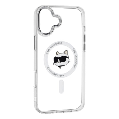 MagSafe hoesje voor Apple iPhone 16 Plus, Karl Lagerfeld, IML Metal Choupette's Head, Wit