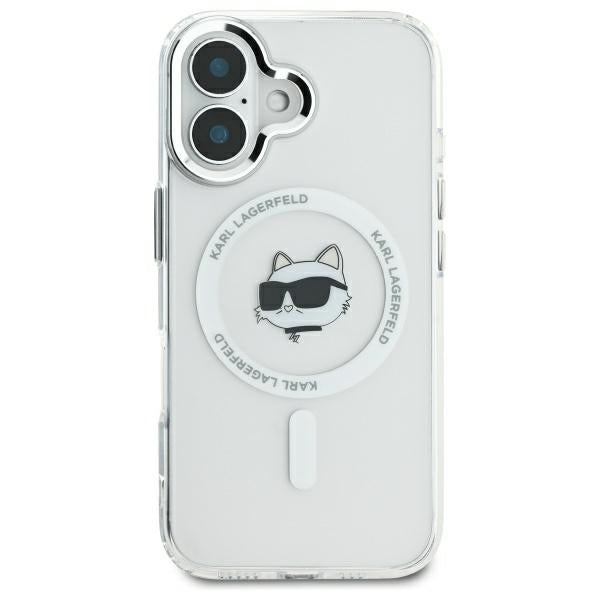 MagSafe hoesje voor Apple iPhone 16 Plus, Karl Lagerfeld, IML Metal Choupette's Head, Wit