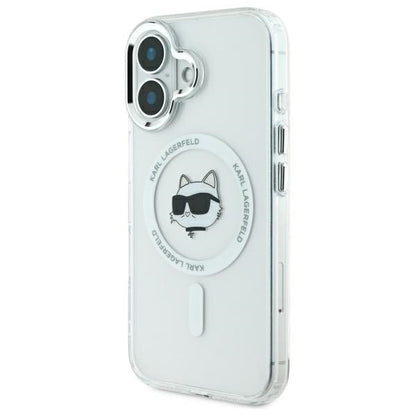MagSafe hoesje voor Apple iPhone 16 Plus, Karl Lagerfeld, IML Metal Choupette's Head, Wit