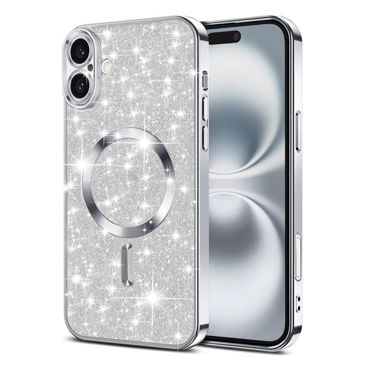 MagSafe-hoesje voor Apple iPhone 16 Plus, Techsuit, Luxury Glitter, Zilver