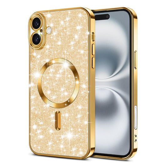 MagSafe-hoes voor Apple iPhone 16 Plus, Techsuit, Luxury Glitter, Goud