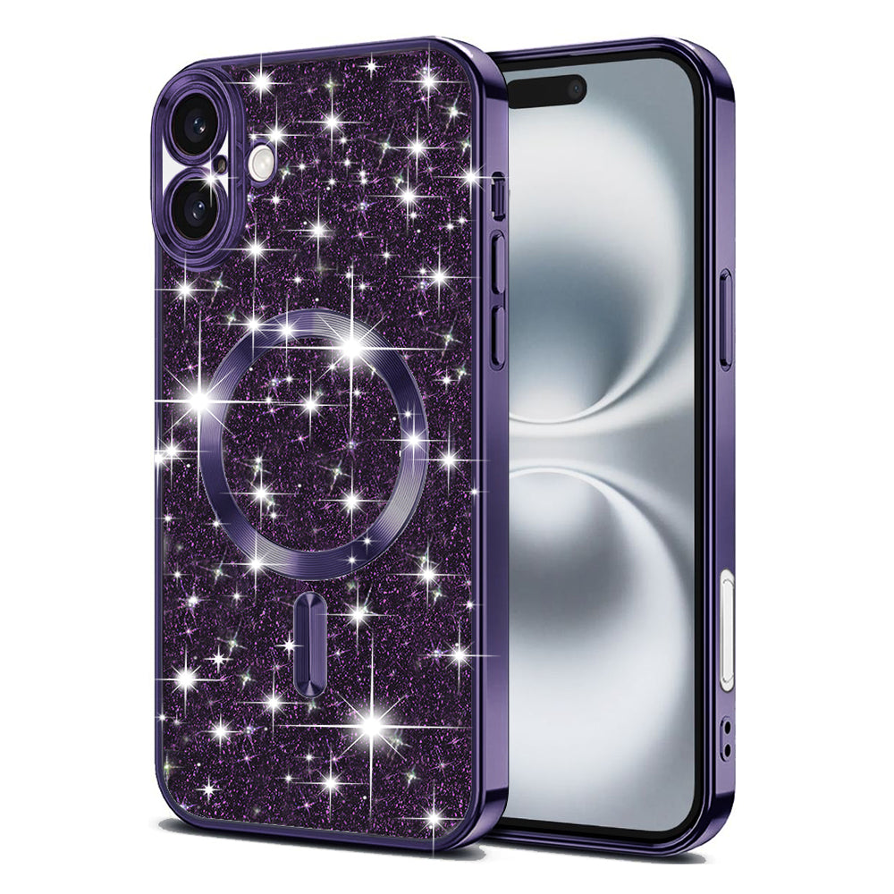 MagSafe-hoesje voor Apple iPhone 16 Plus, Techsuit, Luxury Glitter, Donkerpaars