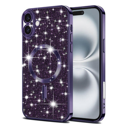 MagSafe-hoesje voor Apple iPhone 16 Plus, Techsuit, Luxury Glitter, Donkerpaars