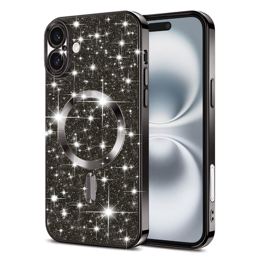 MagSafe-hoesje voor Apple iPhone 16 Plus, Techsuit, Luxury Glitter, Zwart