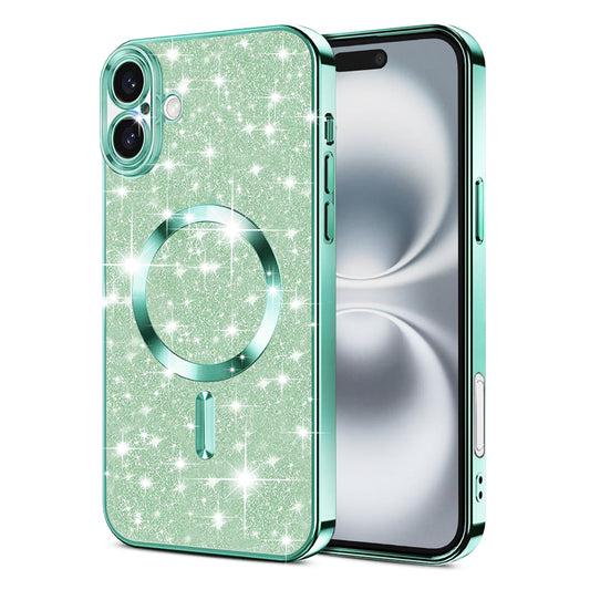 MagSafe-hoesje voor Apple iPhone 16 Plus, Techsuit, Luxury Glitter, Lichtgroen