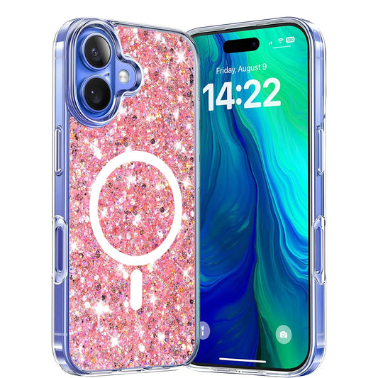 MagSafe-hoesje voor Apple iPhone 16 Plus, Techsuit, Sparkly Glitter, Roze