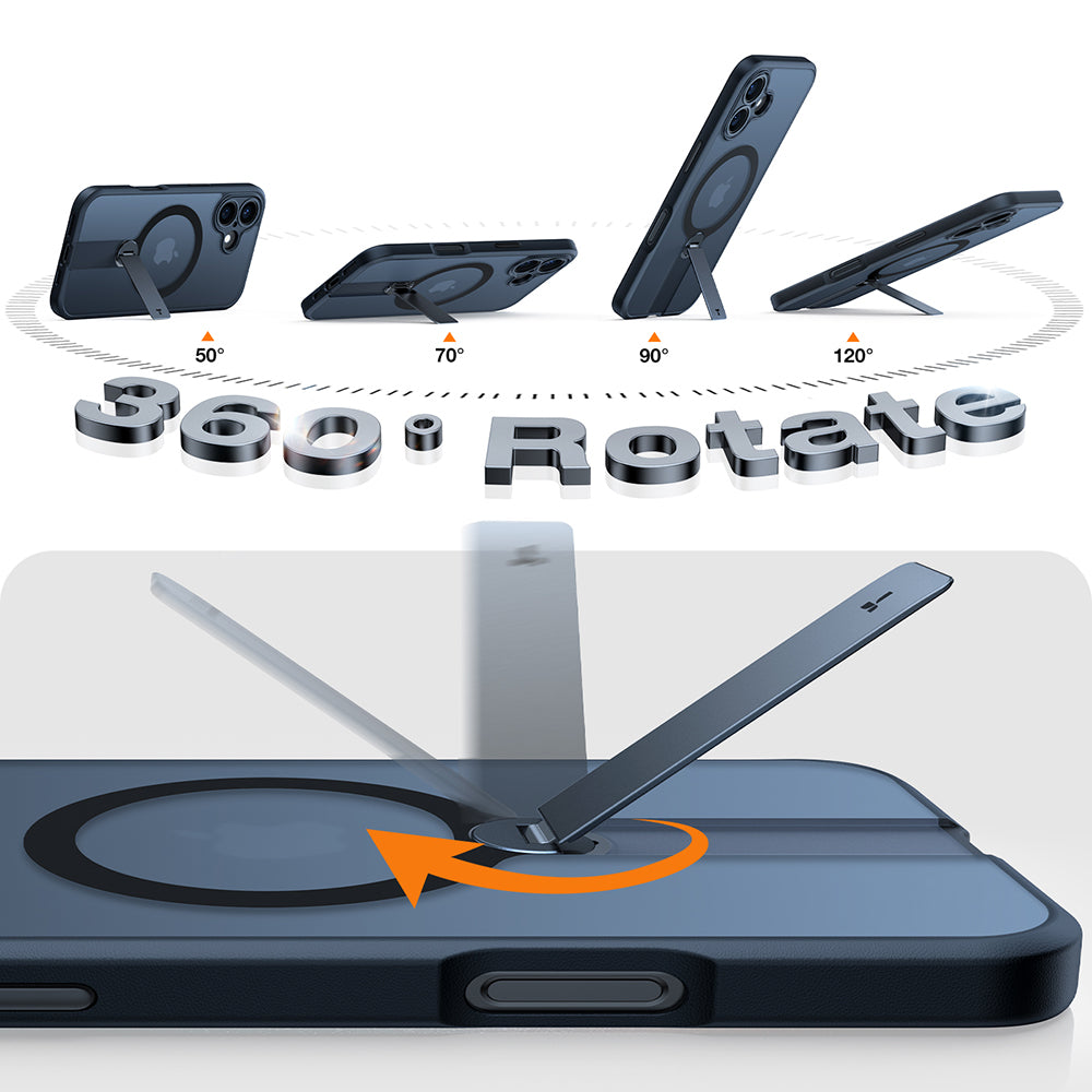 MagSafe hoes voor Apple iPhone 16 Plus, Torras, Pstand Spin, Zwart