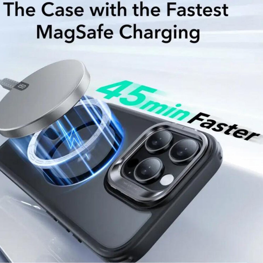 MagSafe hoesje voor Apple iPhone 16 Pro, ESR, Classic Hybrid Kickstand Slide, Satijnzwart