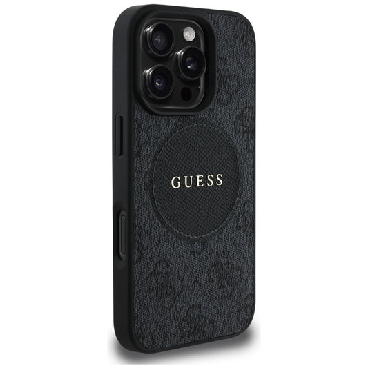 MagSafe hoesje voor Apple iPhone 16 Pro, Guess, 4G Circle Classic Logo, Zwart