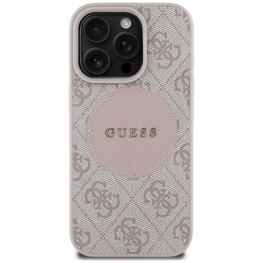 MagSafe hoesje voor Apple iPhone 16 Pro, Guess, 4G Circle Classic Logo, Roze